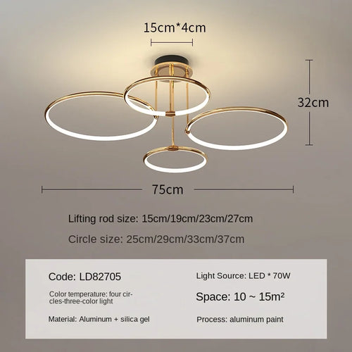 lustre décoratif moderne en anneau pour intérieur élégant - vue 9 sur 10