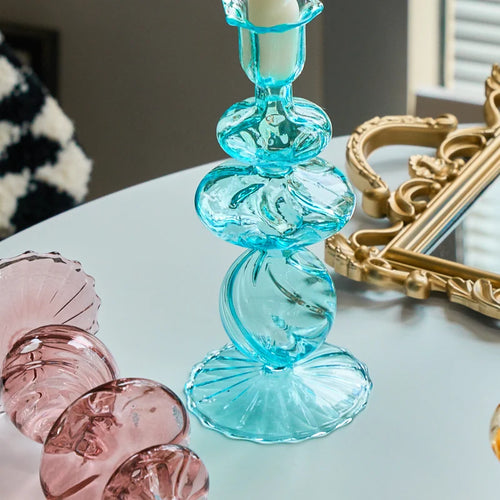 bougeoirs coniques en verre pour décoration intérieure et mariage - vue 5 sur 12