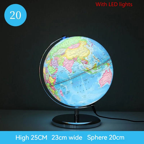 globe terrestre lumineux avec carte du monde éducative - vue 11 sur 10
