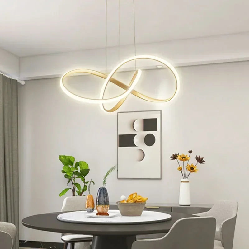 Lustre led design moderne doré