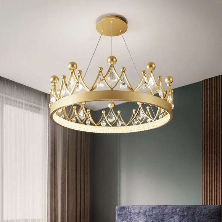 2024 Simple bedroom lamp children's room living room light luxury crown crystal chandelier  pendant lights  room decor - vue 4 sur 10