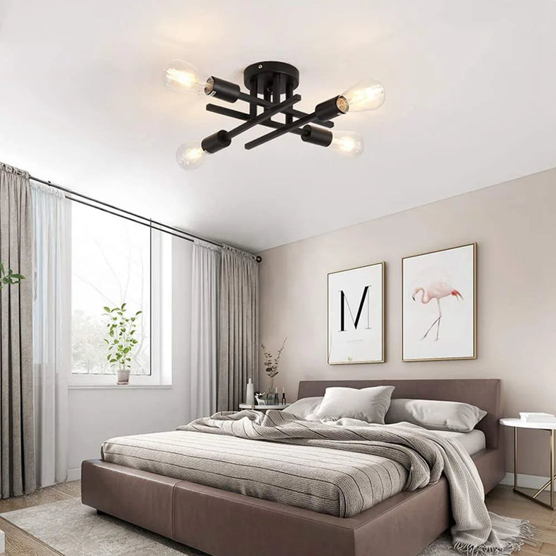 lustre spoutnik postmoderne en fer à tiges multiples pour maison