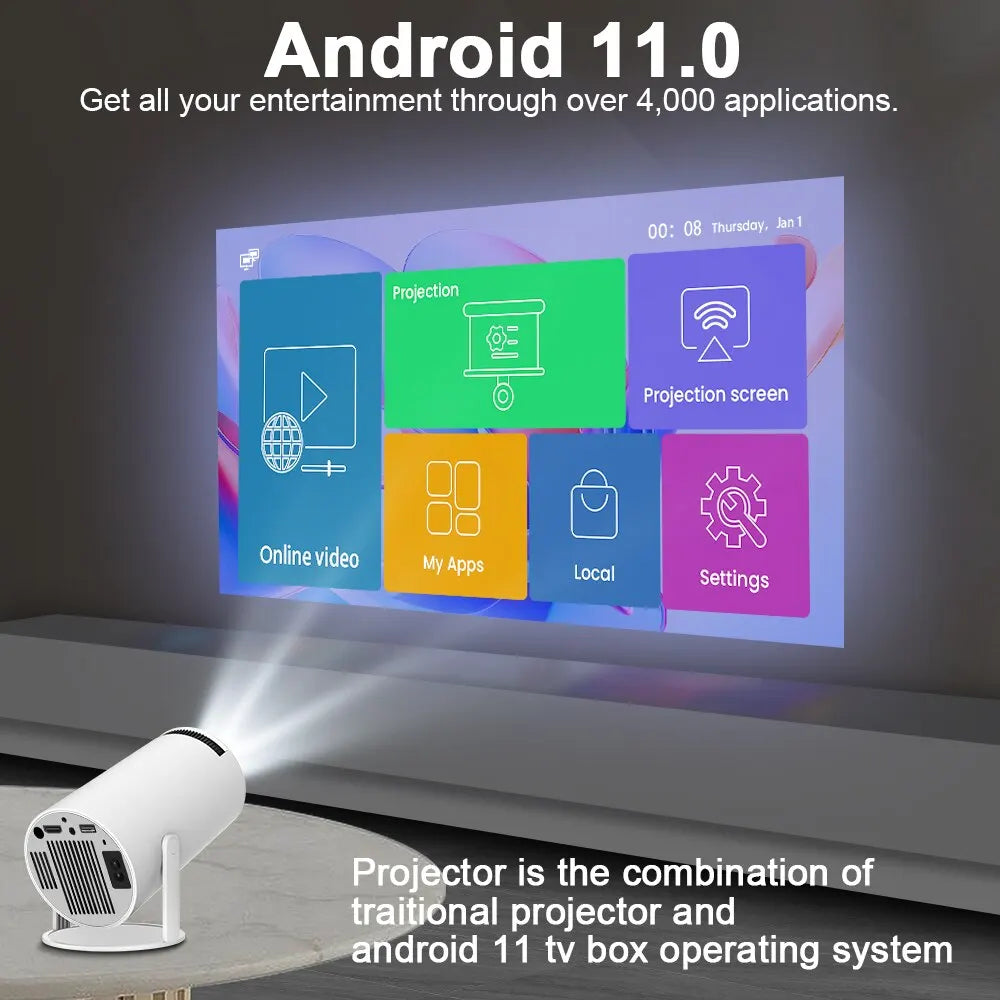 projecteur magcubic hy300 pro 4k android 11 wifi6 260ansi bt5.0 home cinéma extérieur - vue 6 sur 8