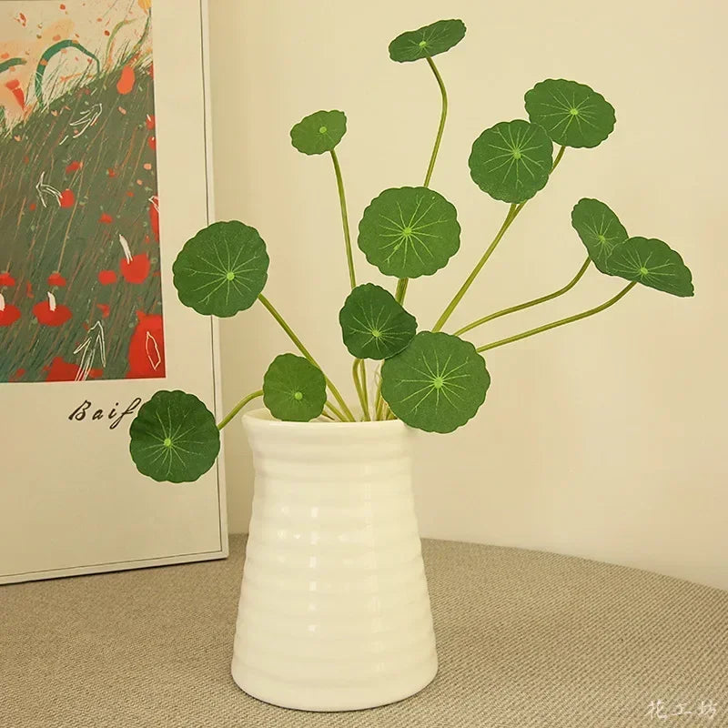 plante artificielle décoration verte feuilles lotus pour intérieur et extérieur - vue 6 sur 7