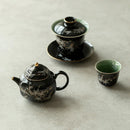 Théière rétro kung fu céramique motif floral abricot