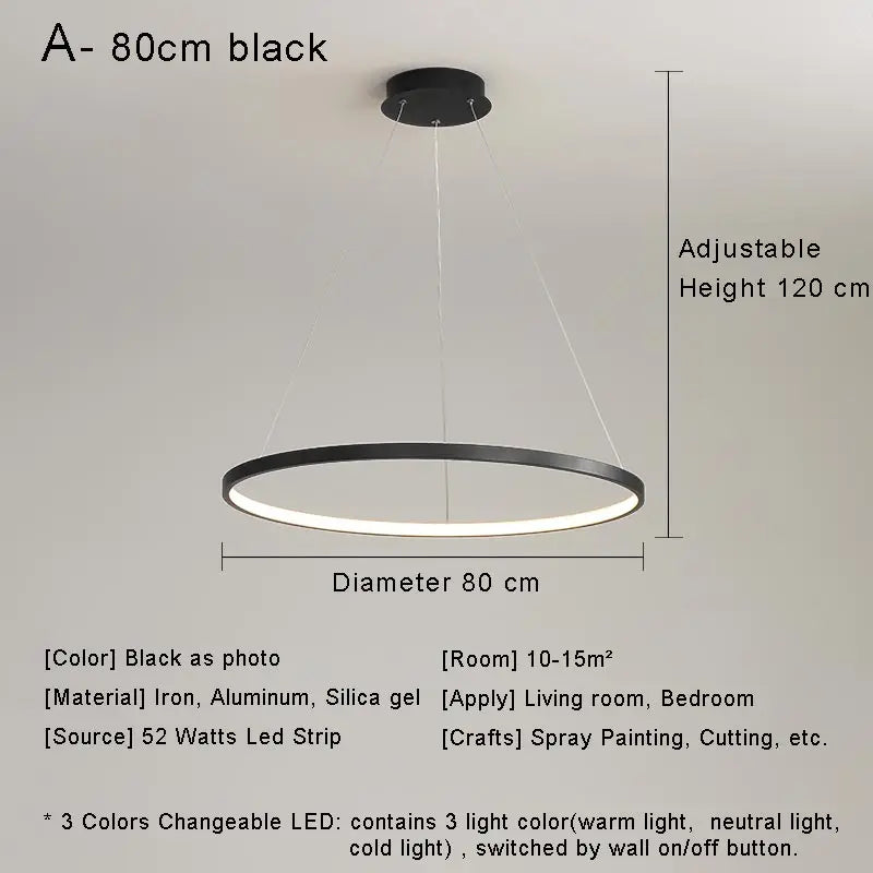 anneau led moderne pour décoration minimaliste suspendu