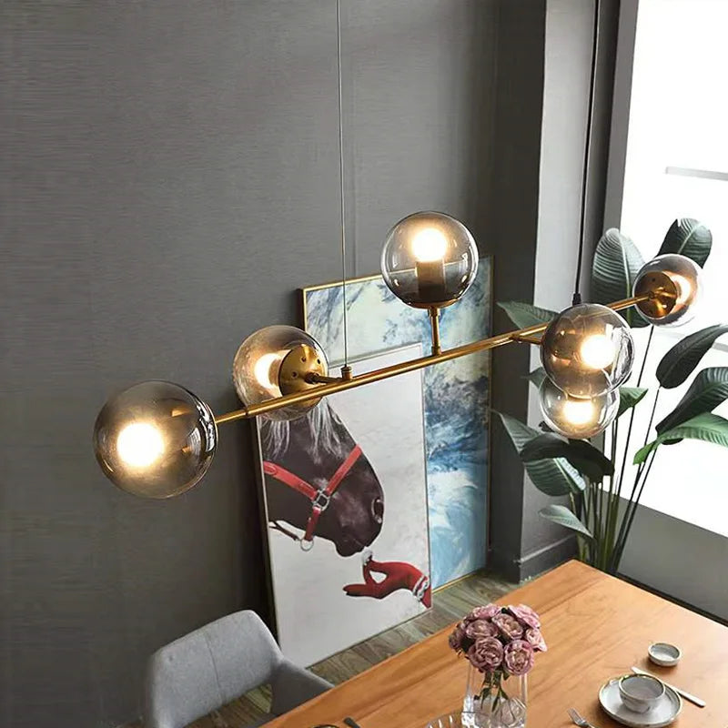 Lustre boule en verre moderne design