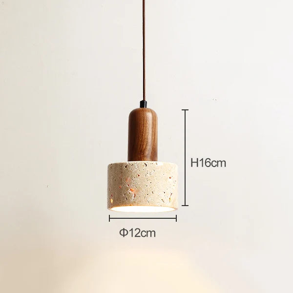 Travertin jaune style japonais wabi-sabi chambre lampe suspendue design rétro restaurant allée suspension - vue 8 sur 15