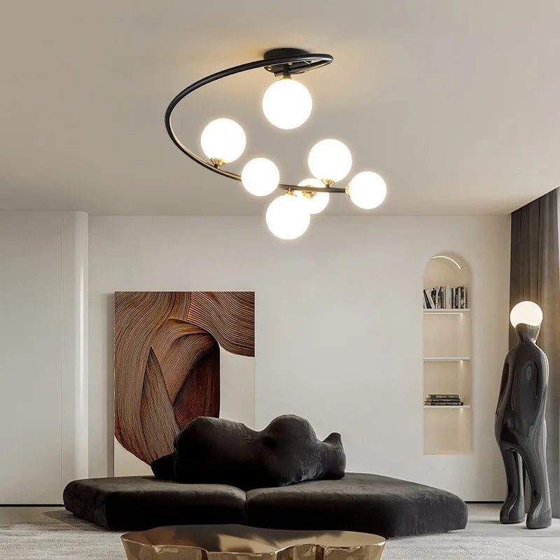 plafonnier moderne en cuivre irrégulier avec lumière personnalisée