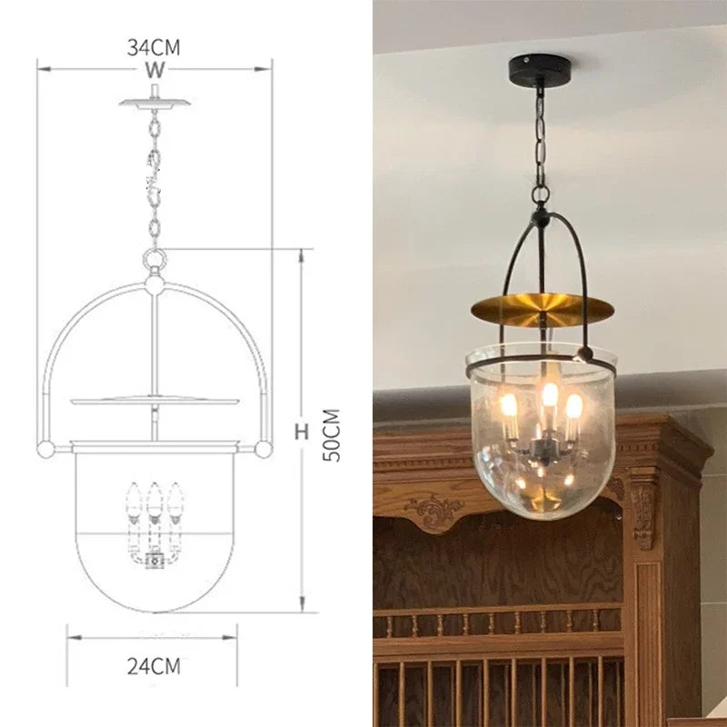Scandinavian Glass Pendant Light Vintage Ceiling Hanging Lamp For Dining Room Bar Bedroom - vue 6 sur 7