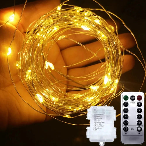 guirlande lumineuse led cuivre 20m 8 modes télécommande décoration extérieure - vue 2 sur 9