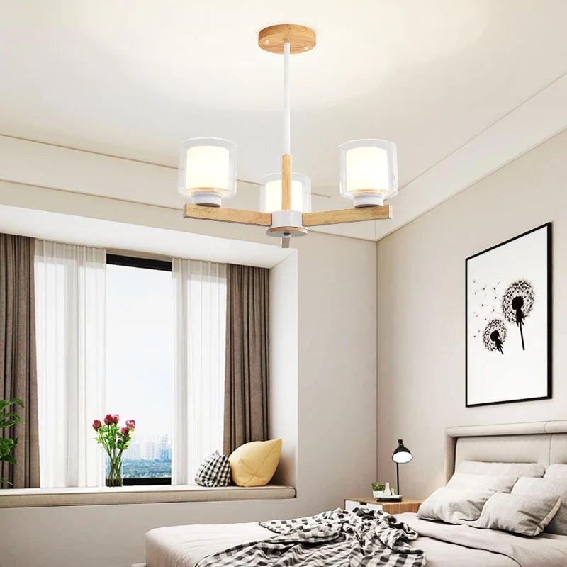 lustre en bois vintage à led pour intérieur rustique