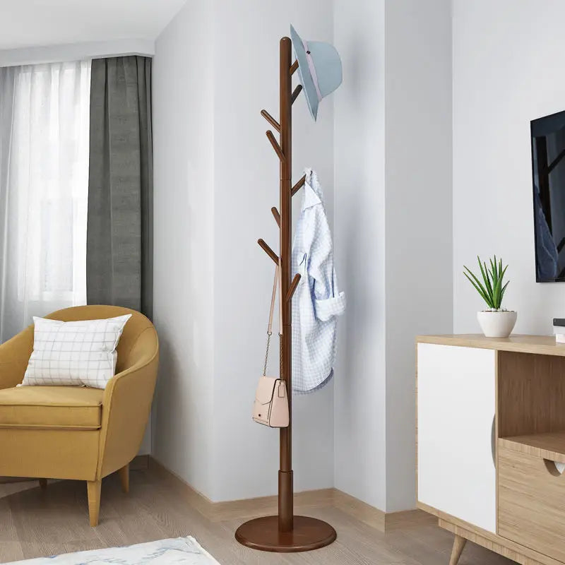 porte-manteau vertical en bois massif pour vêtements et accessoires - vue 5 sur 14