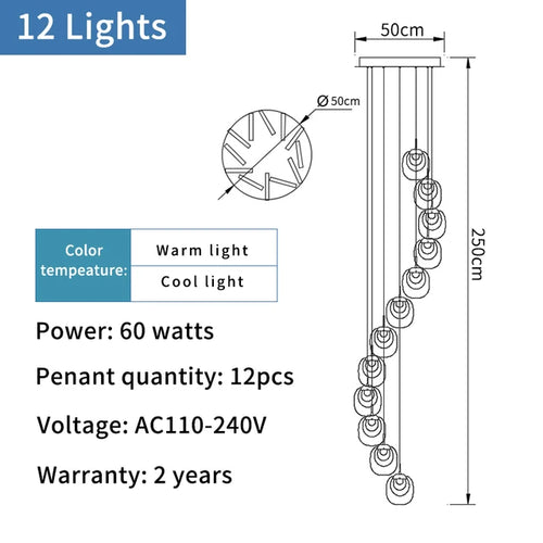 suspension moderne en cristal pour éclairage décoratif intérieur - vue 21 sur 20