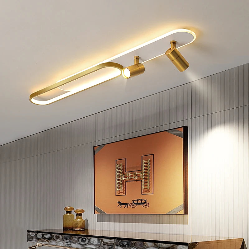 Lustres Led modernes avec projecteurs pour salon salle à manger chambre décor lumières cuisine acrylique plafonniers luminaire noir
