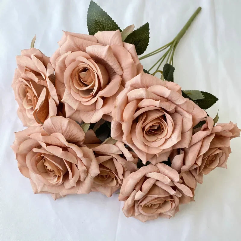 bouquet de roses artificielles en soie pour décoration intérieure - vue 9 sur 17