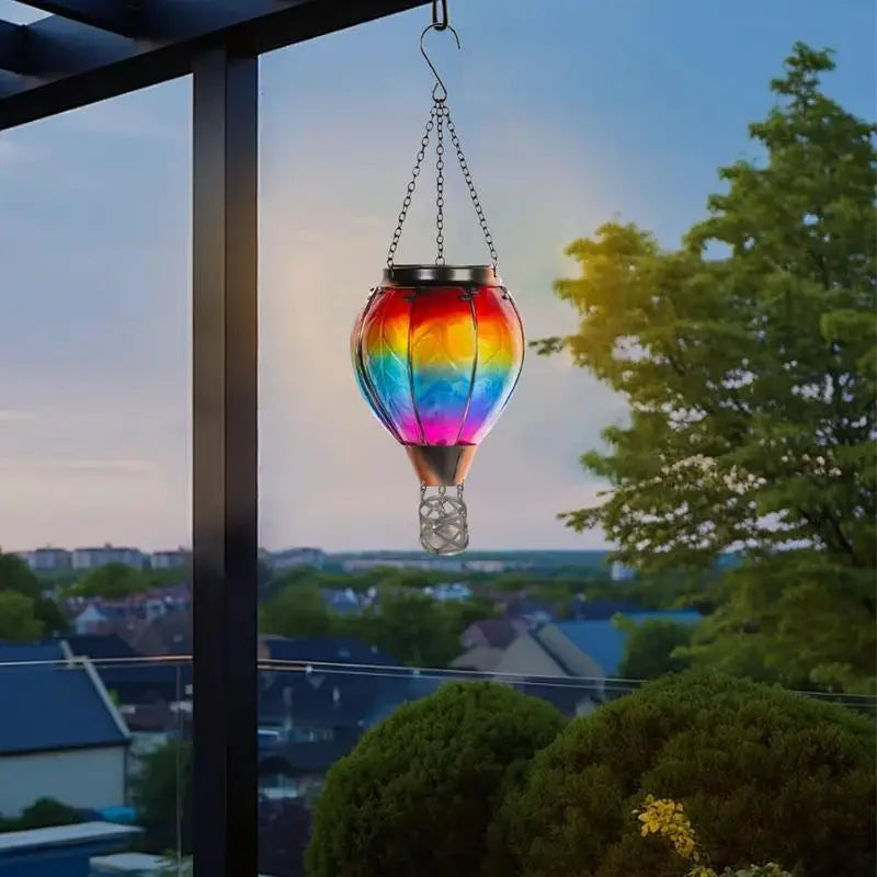 lampe solaire montgolfière led extérieure avec flamme vacillante