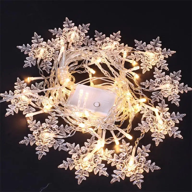 guirlande lumineuse led flocons de neige pour décorations de fête et Noël - vue 5 sur 12