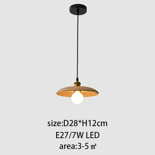 lustre moderne minimaliste en bois massif suspendu - vue 9 sur 9