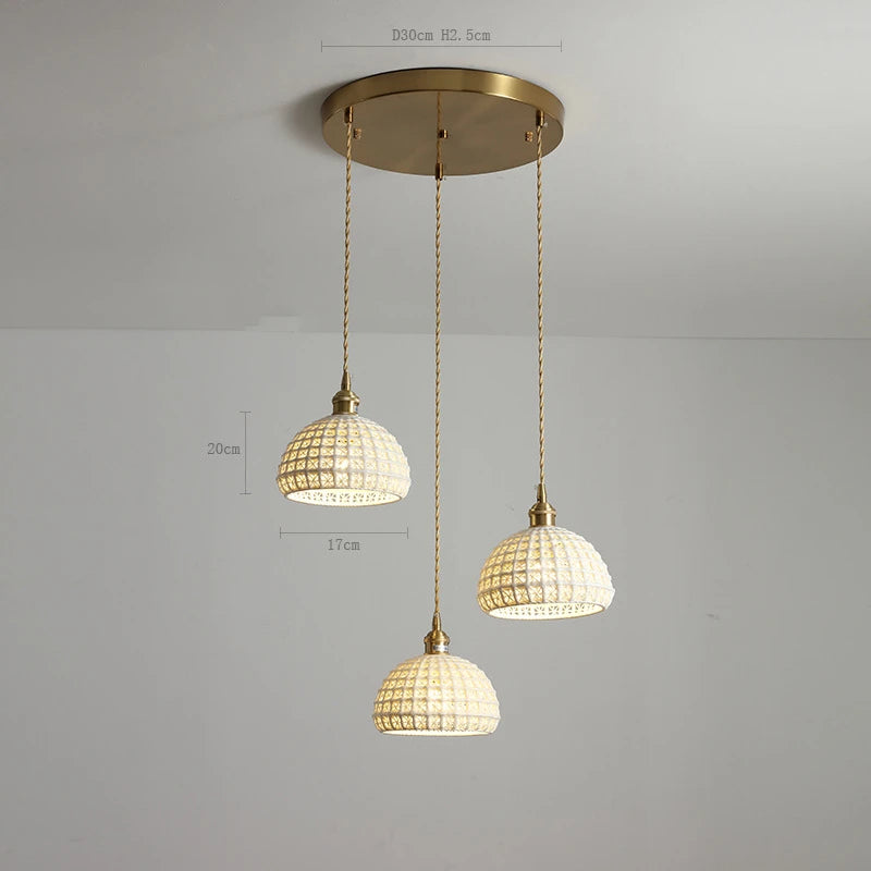 suspension LED blanc en céramique luminaires maison éclairage intérieur chambre salon à côté nordique moderne cuivre suspension lampe - vue 17 sur 23