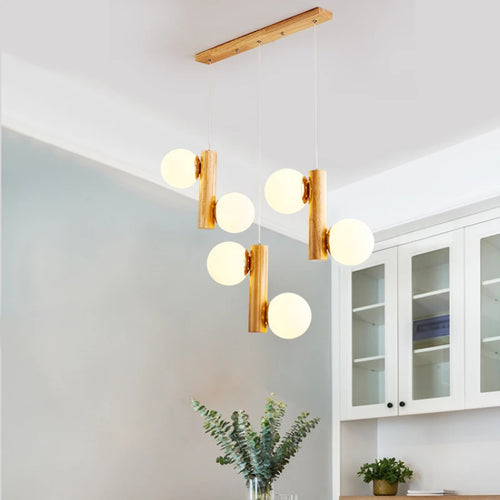 suspension en bois et verre pour restaurant moderne et créatif - vue 2 sur 10