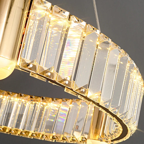 Lustre led anneau rond en cristal design nordique post-moderne - vue 3 sur 11
