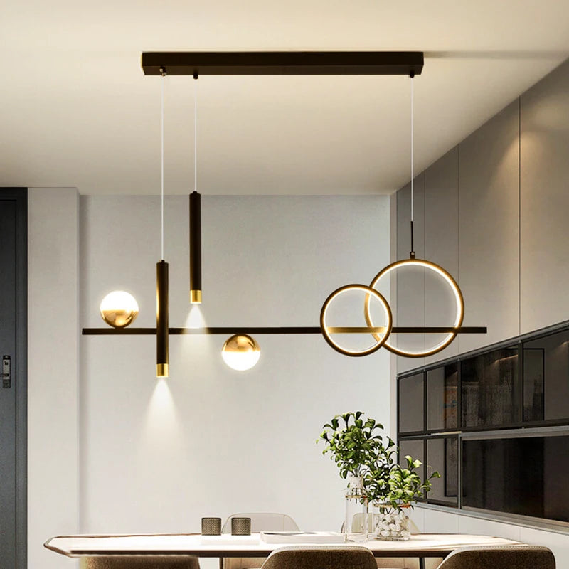 lustre linéaire nordique éclairage esthétique pour décoration intérieure - vue 8 sur 8