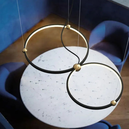 lustre moderne avec anneau suspension led pour décoration suspendue - vue 2 sur 9