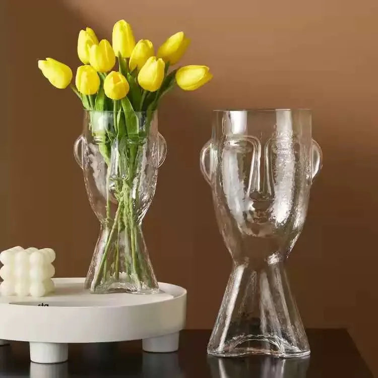 vase en verre visage humain abstrait pour fleurs décoratives modernes - vue 6 sur 9