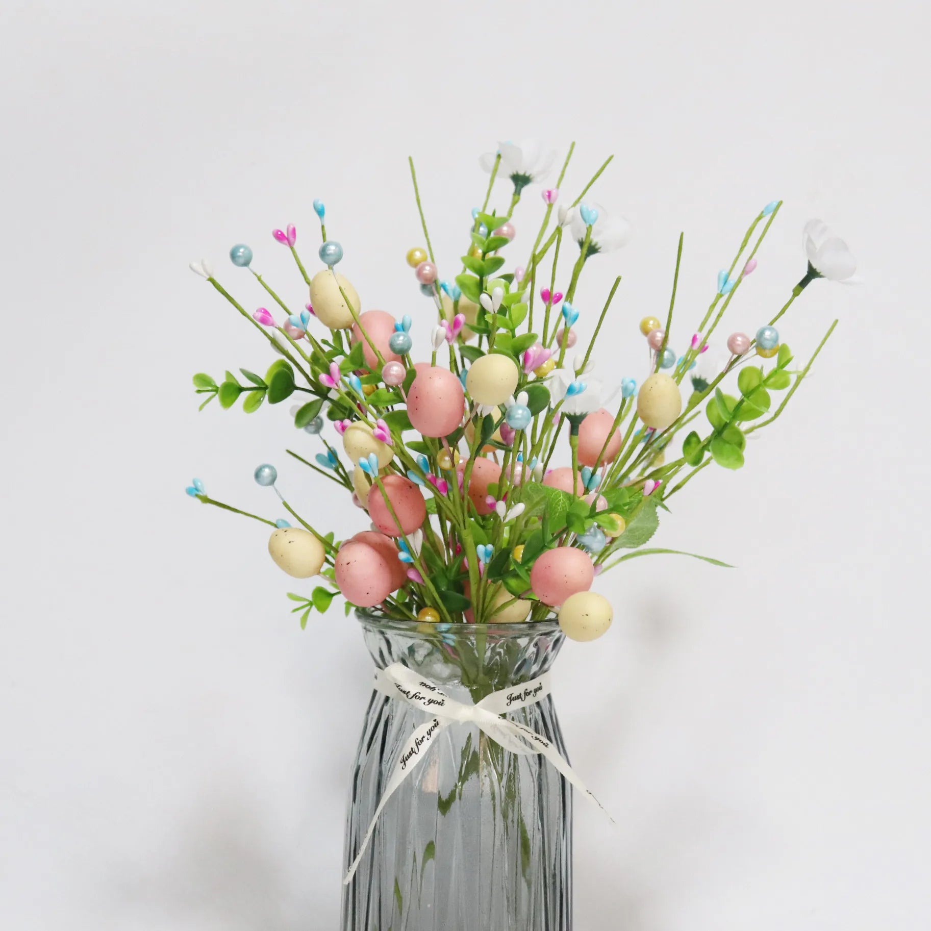décoration œuf artificiel fleurs mousse pour pâques diy - vue 3 sur 17