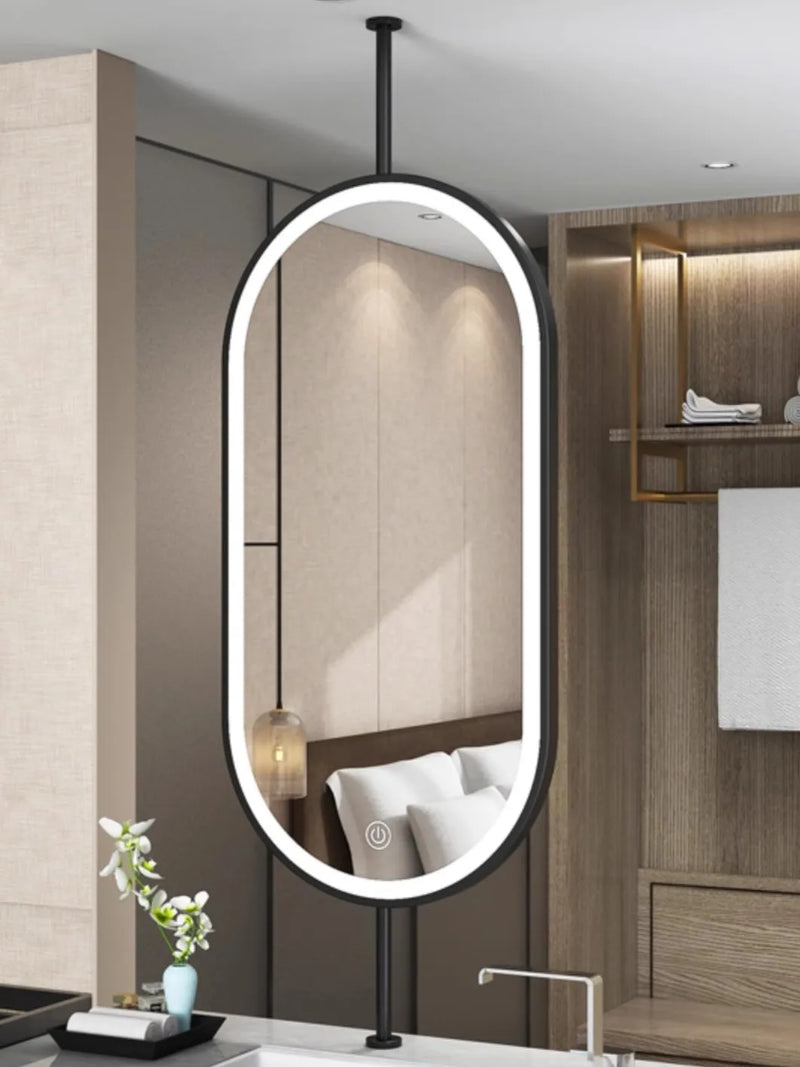 miroir ovale suspendu moderne avec éclairage led pour décoration intérieure