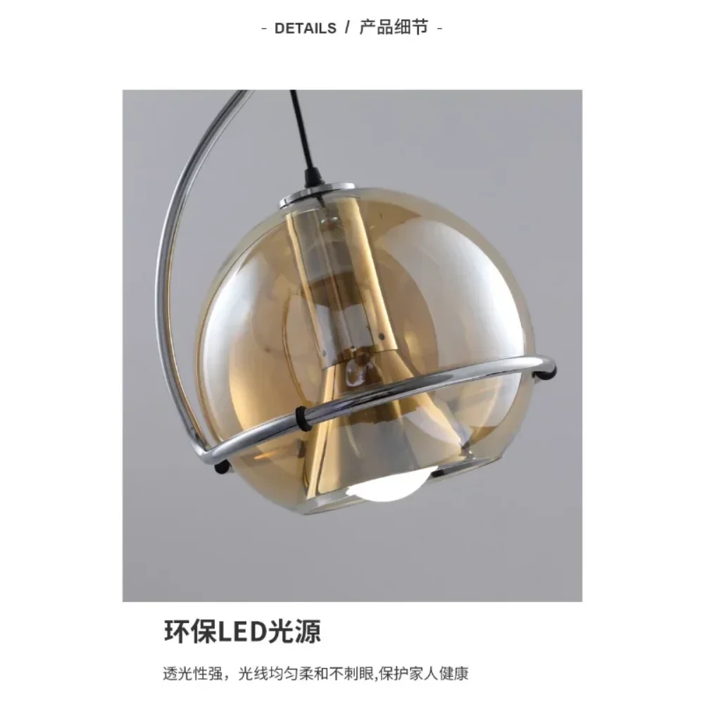 lustre boule en verre style nordique pour éclairage rétro - vue 6 sur 8