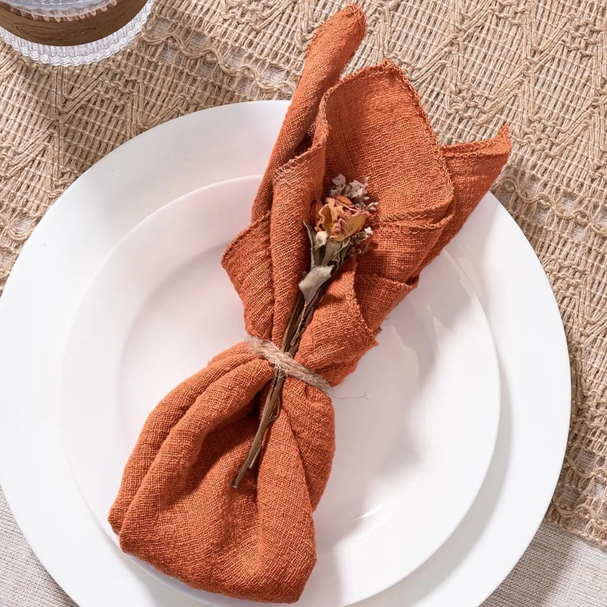 Serviette de table gaze de coton artisanal lot - vue 6 sur 6