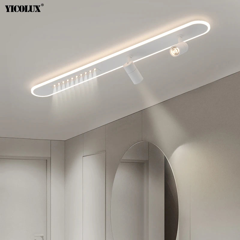 Plafonnier moderne led avec spots gradation simple longue maison intérieur - vue 4 sur 14