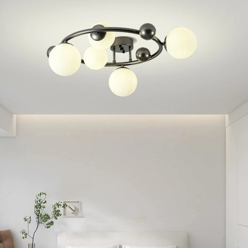 lustre moderne en métal et verre pour intérieur avec fil réglable - vue 5 sur 13