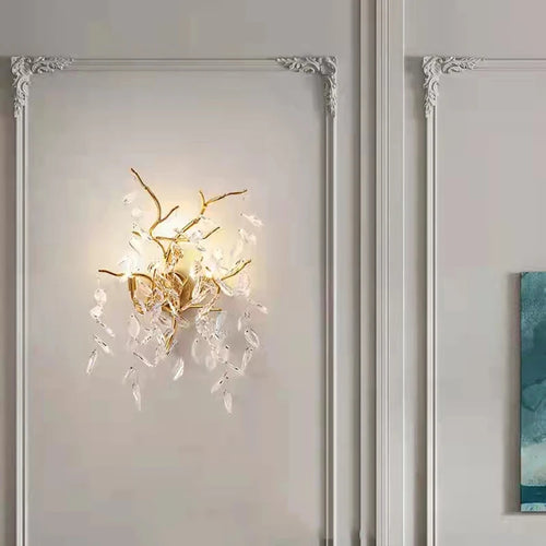 Applique murale led moderne en cristal et aluminium doré art déco - vue 2 sur 21