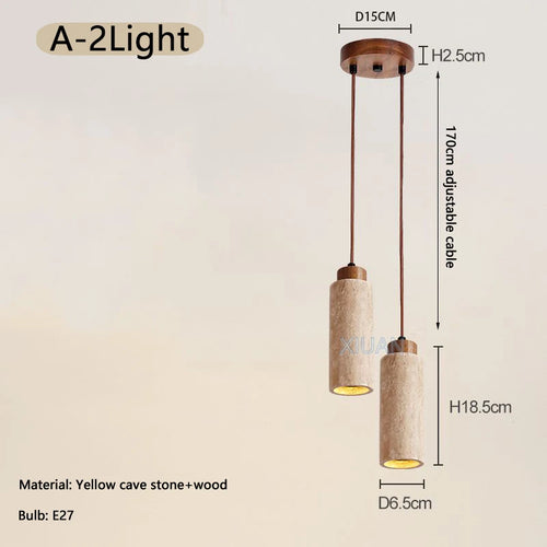 lustre led en pierre de grotte style wabi-sabi - vue 12 sur 11