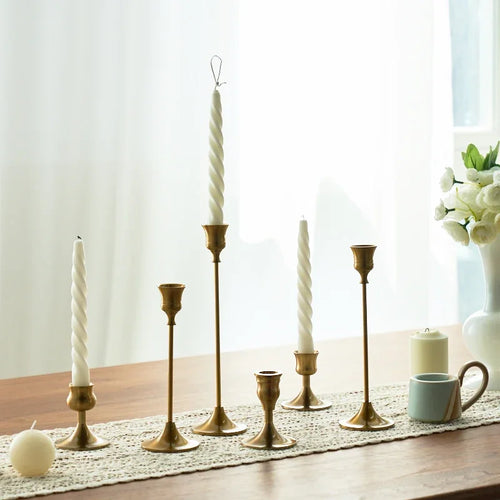 kit de bougeoirs décoratifs en laiton doré pour mariage et dîner
