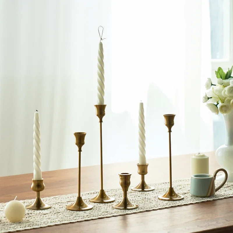 kit de bougeoirs décoratifs en laiton doré pour mariage et dîner - vue 5 sur 18