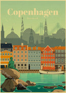 affiche rétro des villes du monde art mural décoratif