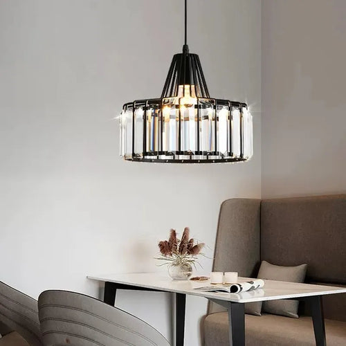 Suspension LED nordique pour cuisine île salle à manger ronde moderne lustre en fer noir zone de repos luminaires en verre E27