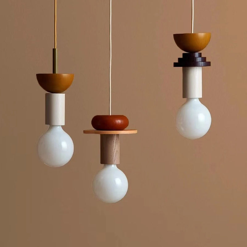 Bois moderne suspension LED lumières cuisine nordique décor à la maison lampe suspendue Restaurant plafond Lustre Lustre chambre luminaire