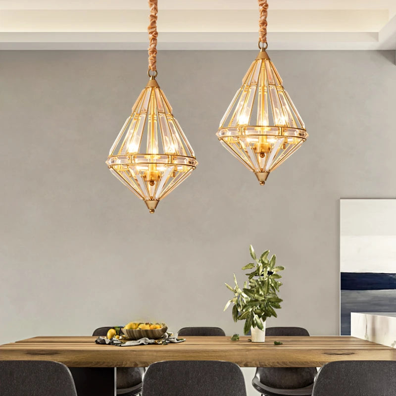 suspension en cristal doré design nordique pour décoration élégante - vue 3 sur 7