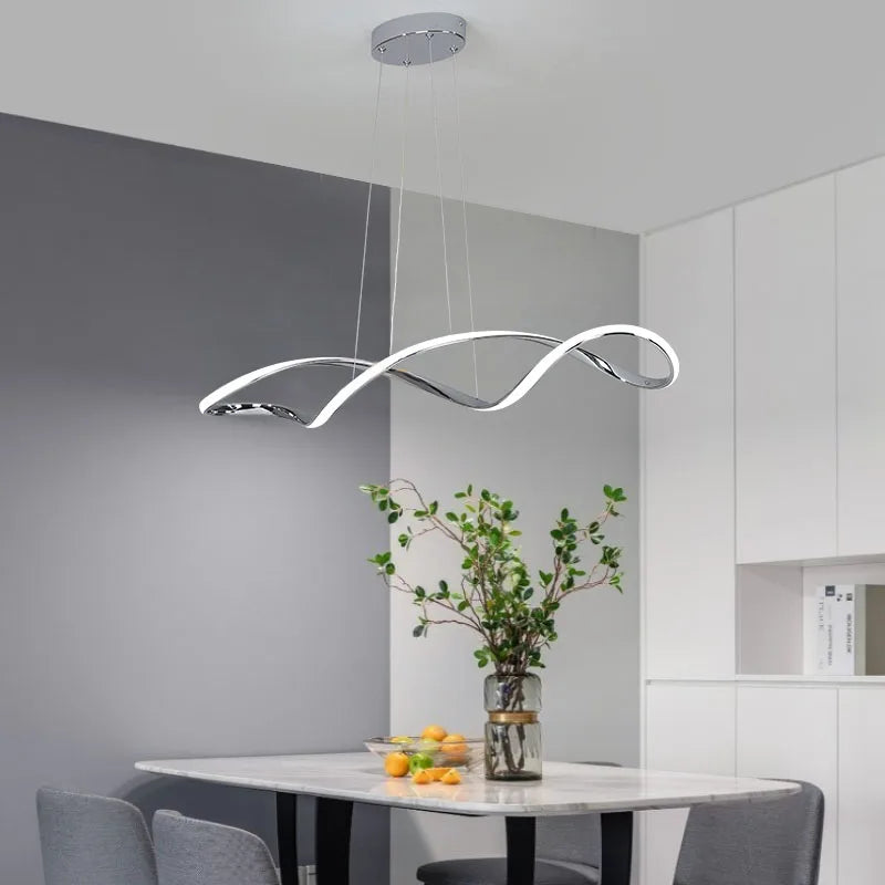 Lustre LED modernes pour salle à manger salon chambre L92cm Or / Chrome / Noir Télécommande