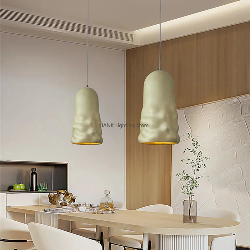 Designer Wabi Sabi salle à manger lampes suspendues français crémeux vent Loft chambre café lustre lampe barre Table LED décor à la maison