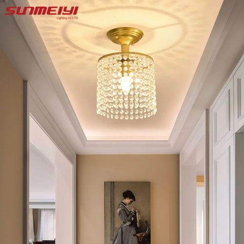 plafonnier led en cristal doré pour décoration intérieure - vue 6 sur 7