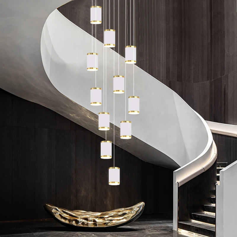 lustre moderne led pour escalier et intérieur contemporain - vue 3 sur 28