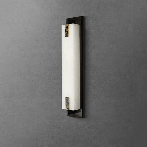 applique murale led style néo-chinois en laiton et marbre - vue 3 sur 8