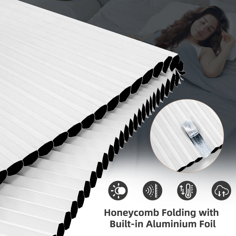 Store plissé alvéolé occultant thermique sans perçage fenêtre