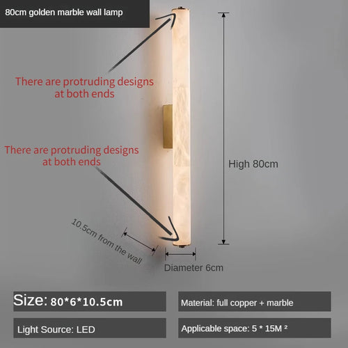 applique murale led en cuivre et marbre moderne luxe éclairage intérieur - vue 11 sur 14